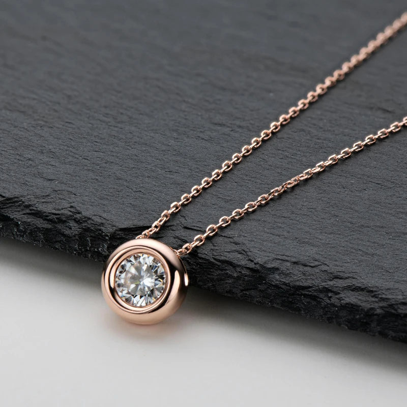 OXTAO Moissanite Pendant Necklace 925 Silver Clavicle Chain