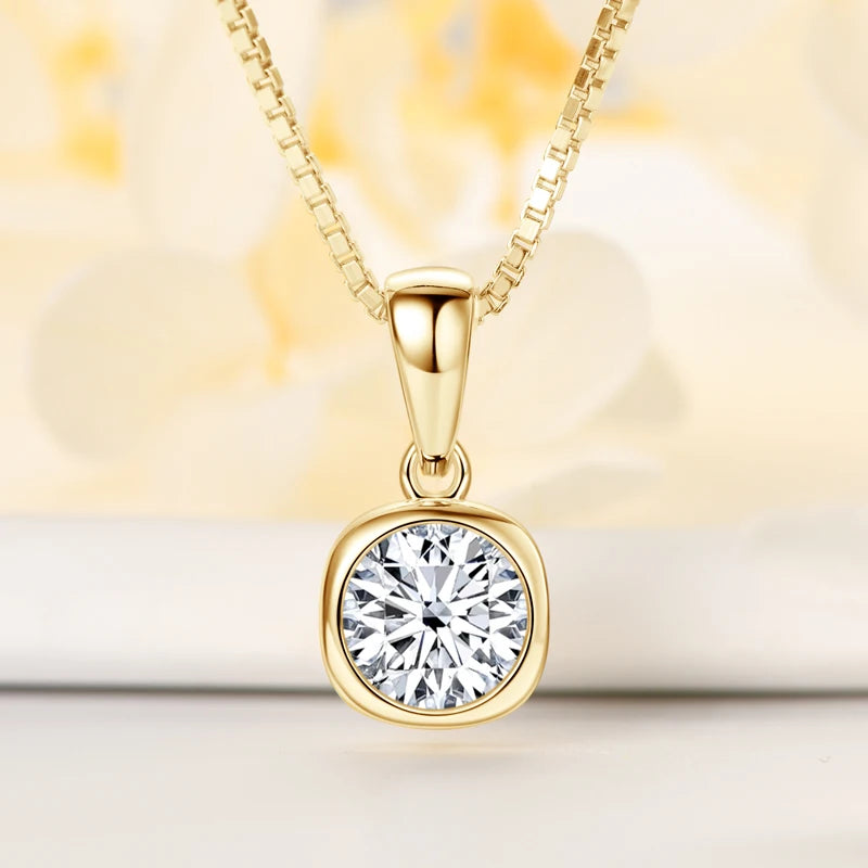 OXTao 1CT Moissanite Pendant Necklace Glittering Lab Diamond for Women Real 925 Silver Birthday Party Jewelry Gift
