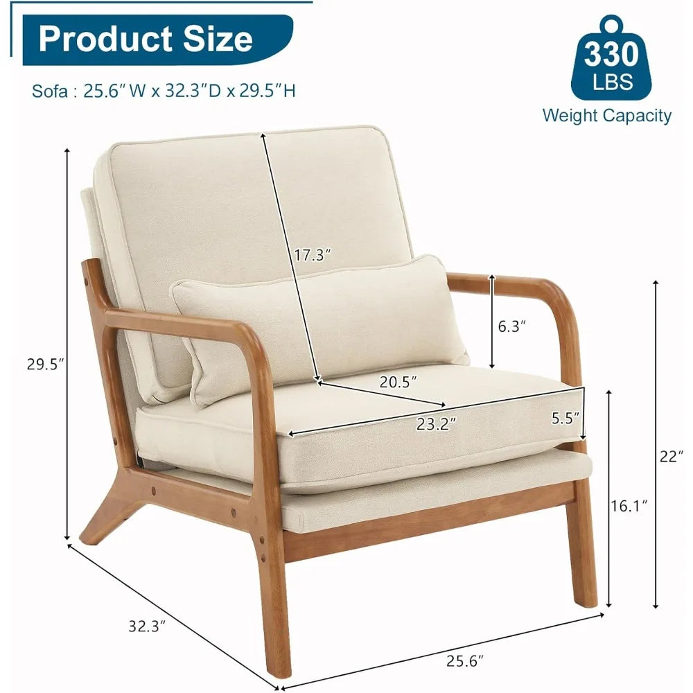 Guangbai Modern Linen Living Room Chairs Set of Two