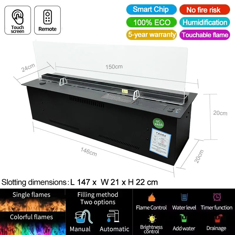 AFLYEVER Intelligent TV Fireplace 3D Water Atomizer