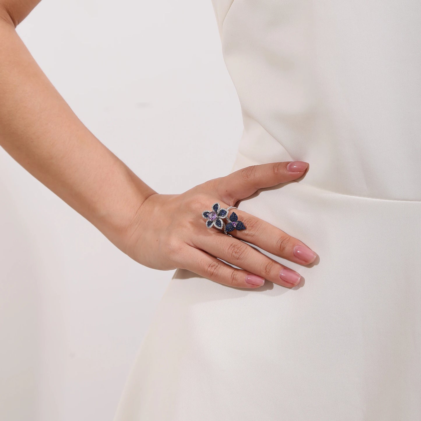 GEM'S BALLET 925 Sterling Silver Adjustable Ring Amethyst