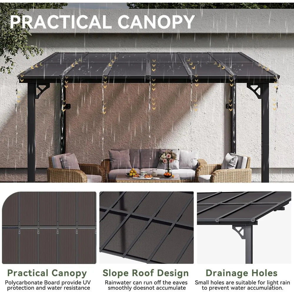 Hign-Concerned Gazebo Pergola With Sloped Roof For Patio