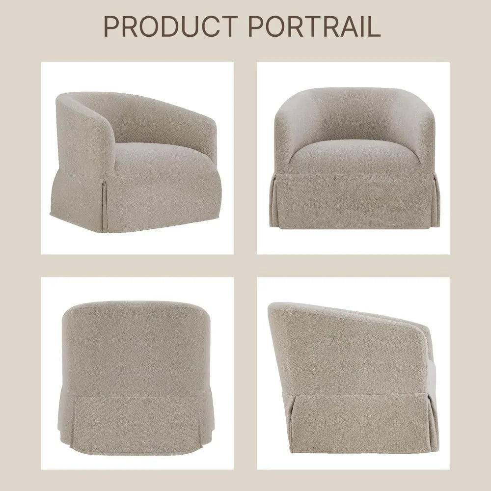 OEING Swivel Chair 360 Degree Upholstered Barrel Armchair