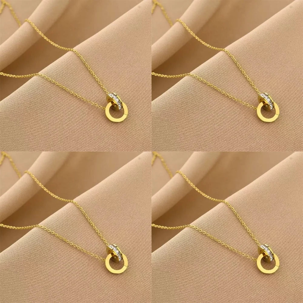 Guangdong Titanium Double Ring Necklace Interlocking Numerals