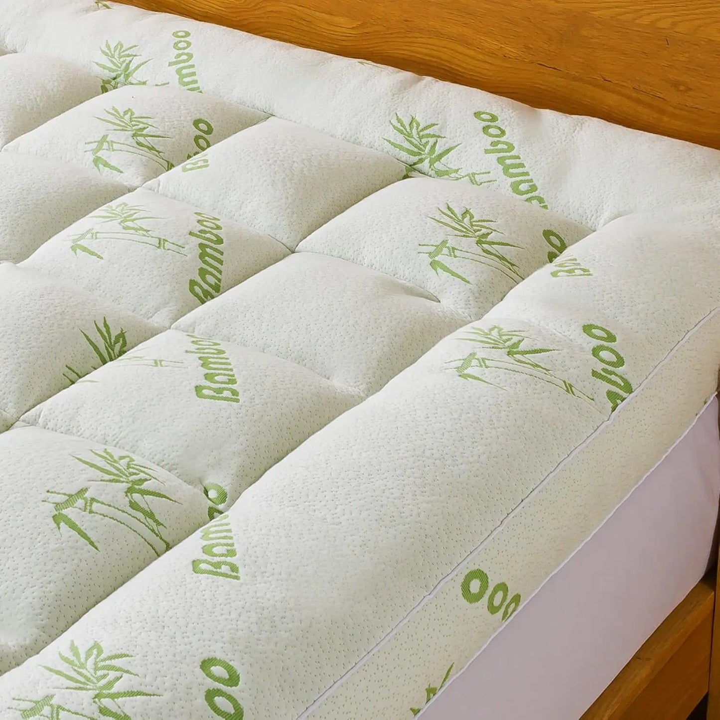 Bamboo_Viscose Mattress Topper Queen Size, Cooling Extra Thick Breathable Mattress Pad, 8-21”Deep Pocket Soft Quilted Fitted