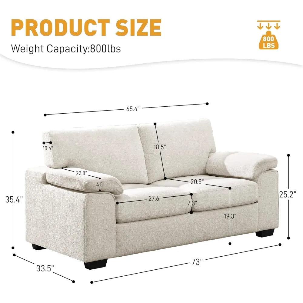 Color Modern Chenille Sofa Loveseat With Adjustable Armrests