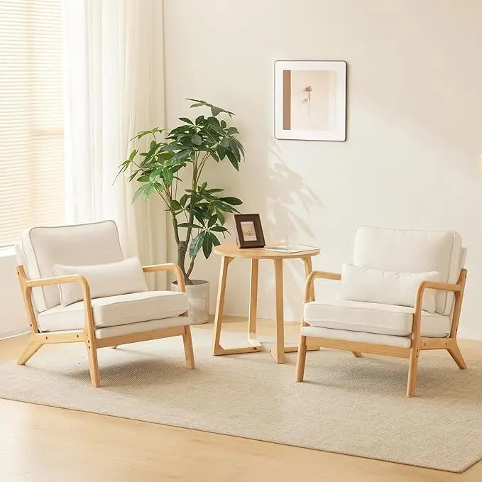Guangbai Modern Linen Living Room Chairs Set of Two