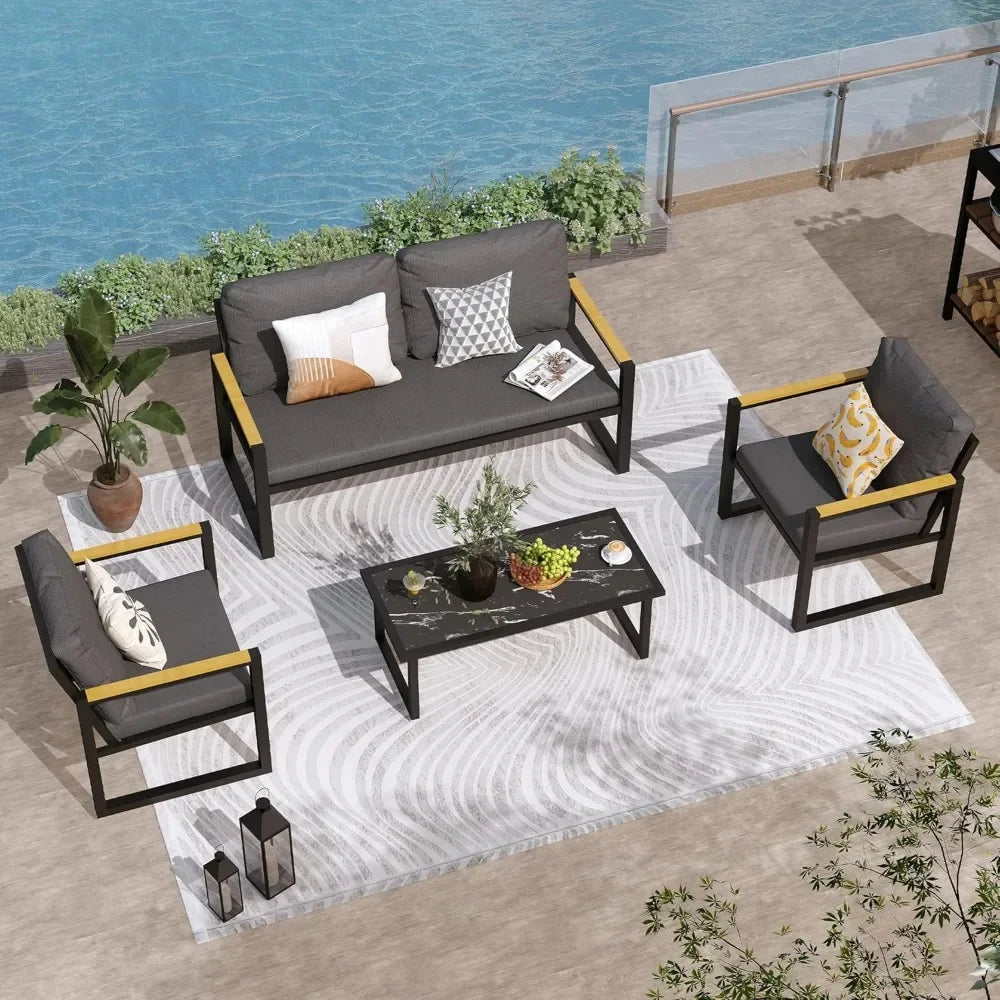 General Use Patio Furniture Set 4 Piece Outdoor Aluminum