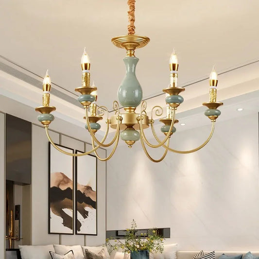 OUFULA European Candle Chandelier Led Pendent Lamp Fixture