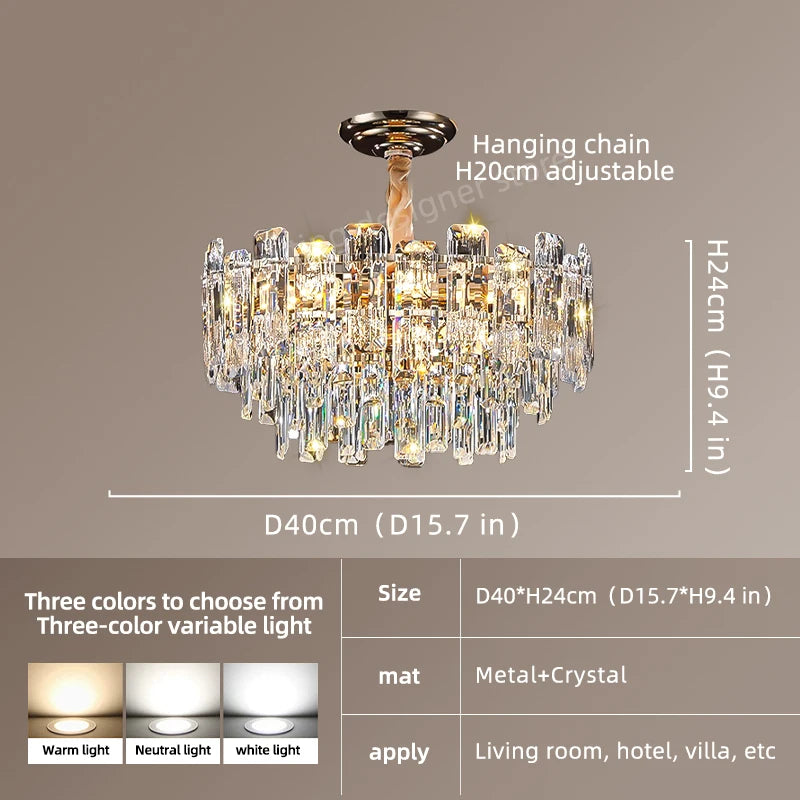 Yingxuan Loft Pendant Crystal Chandelier For Dining Room
