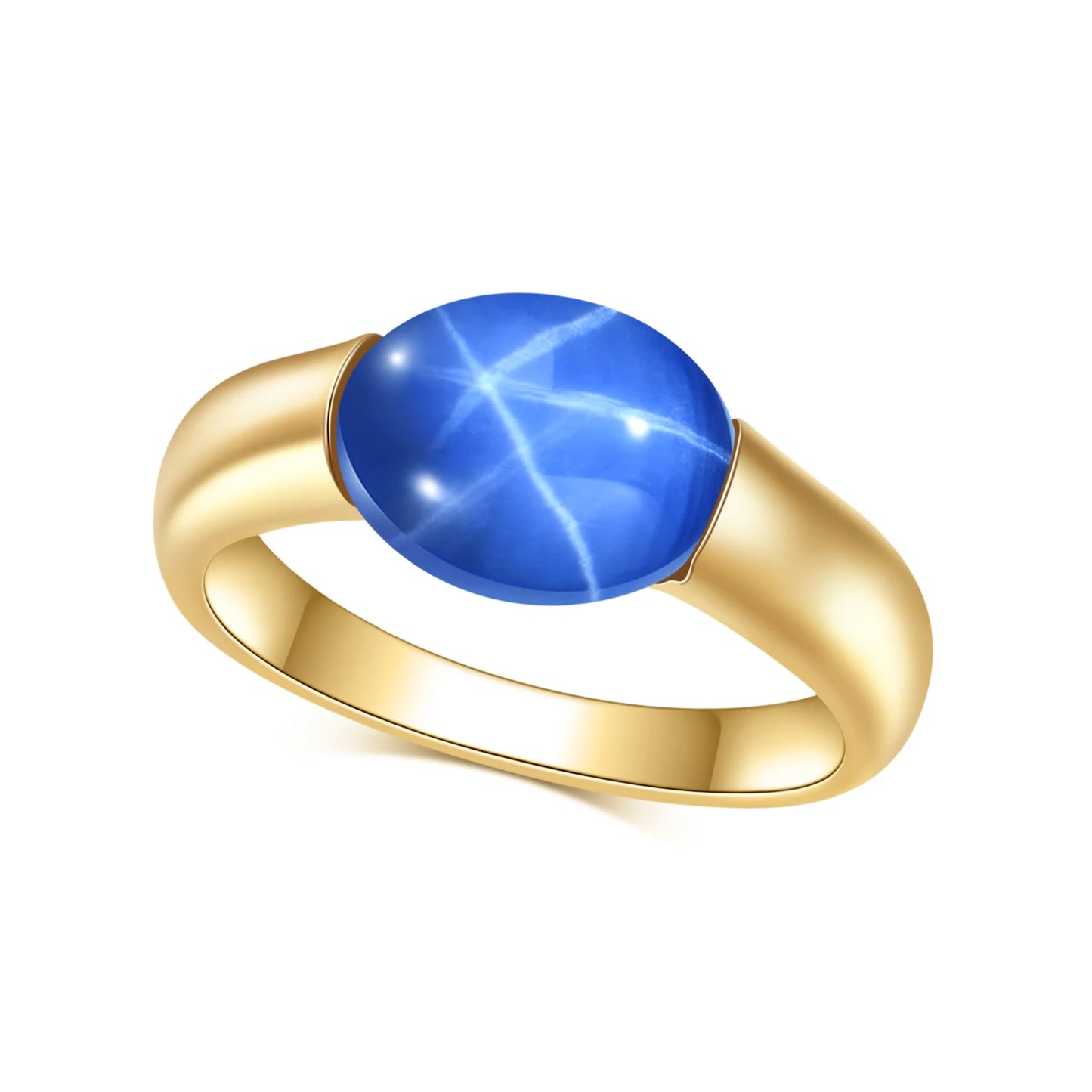GEM'S BALLET Moonstone Ring 925 Silver Gold Plated Jewelry