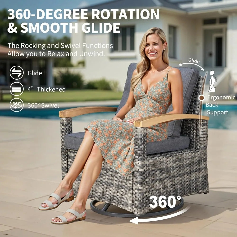 MKDK Outdoor Patio Furniture Set Curved Half Moon Sectional