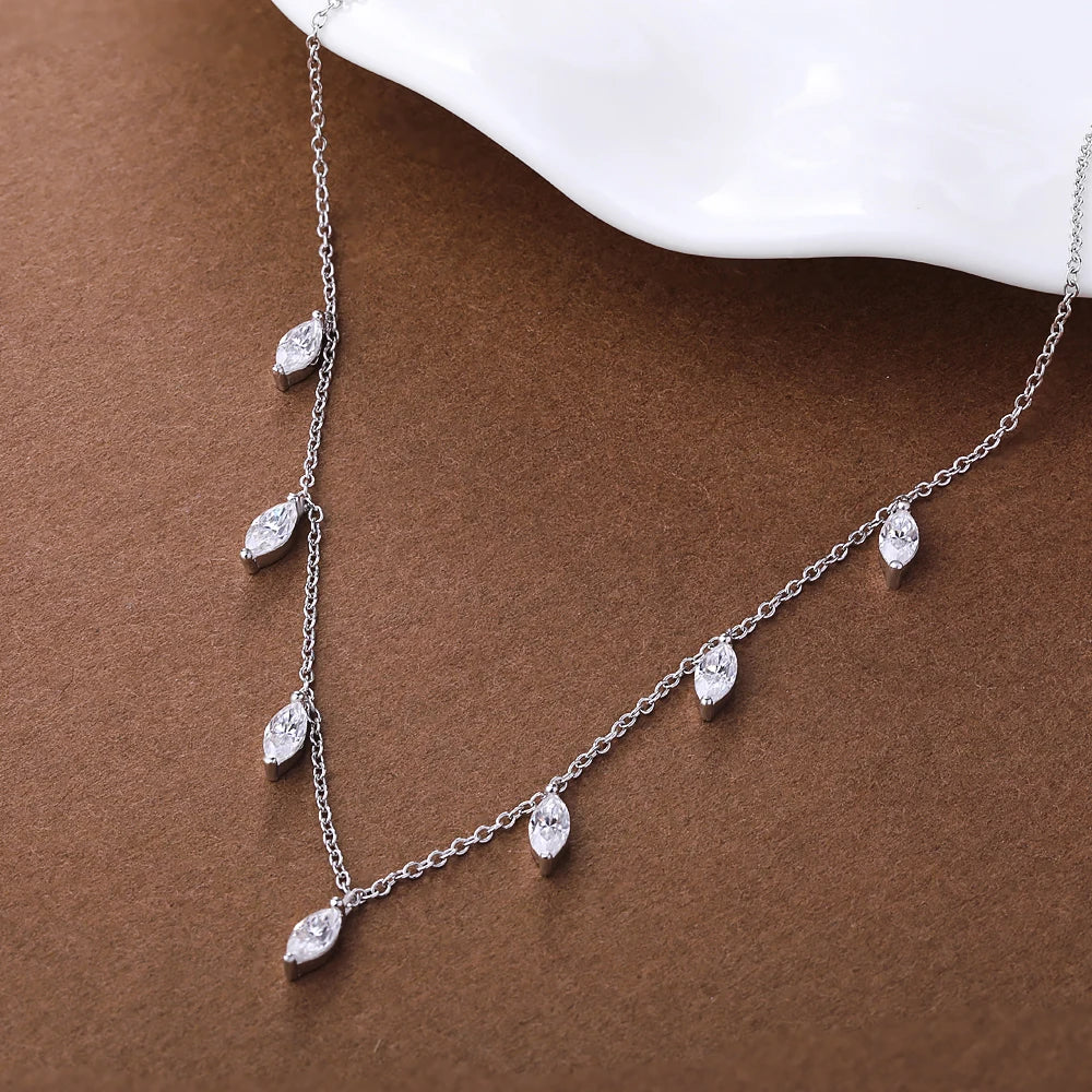 KUTPFC Moissanite Marquise Necklace 0.3ct 925 Silver