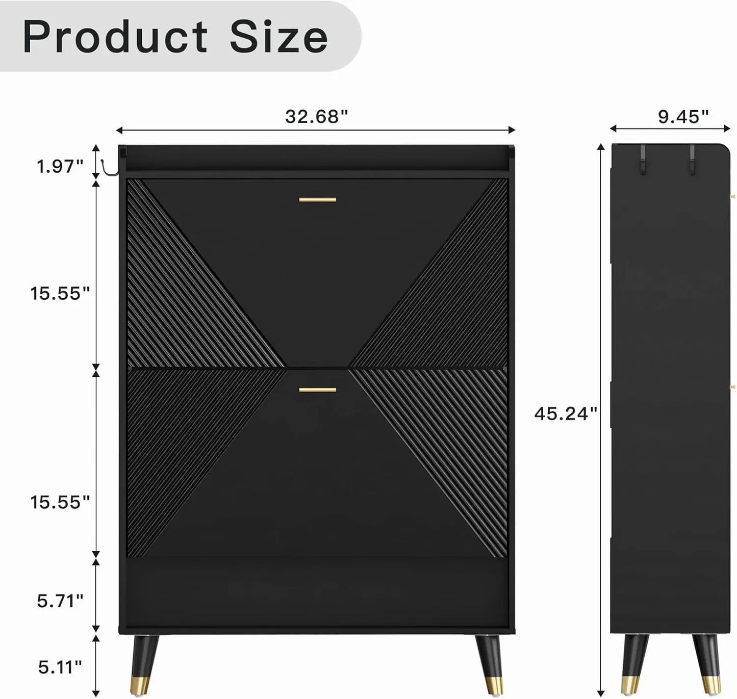 Shoe Cabinet for 24 Pairs, Fits Size 13, Slim Freestanding Shoe Rack Organizer with 2 Flip Drawers & Coat Hooks