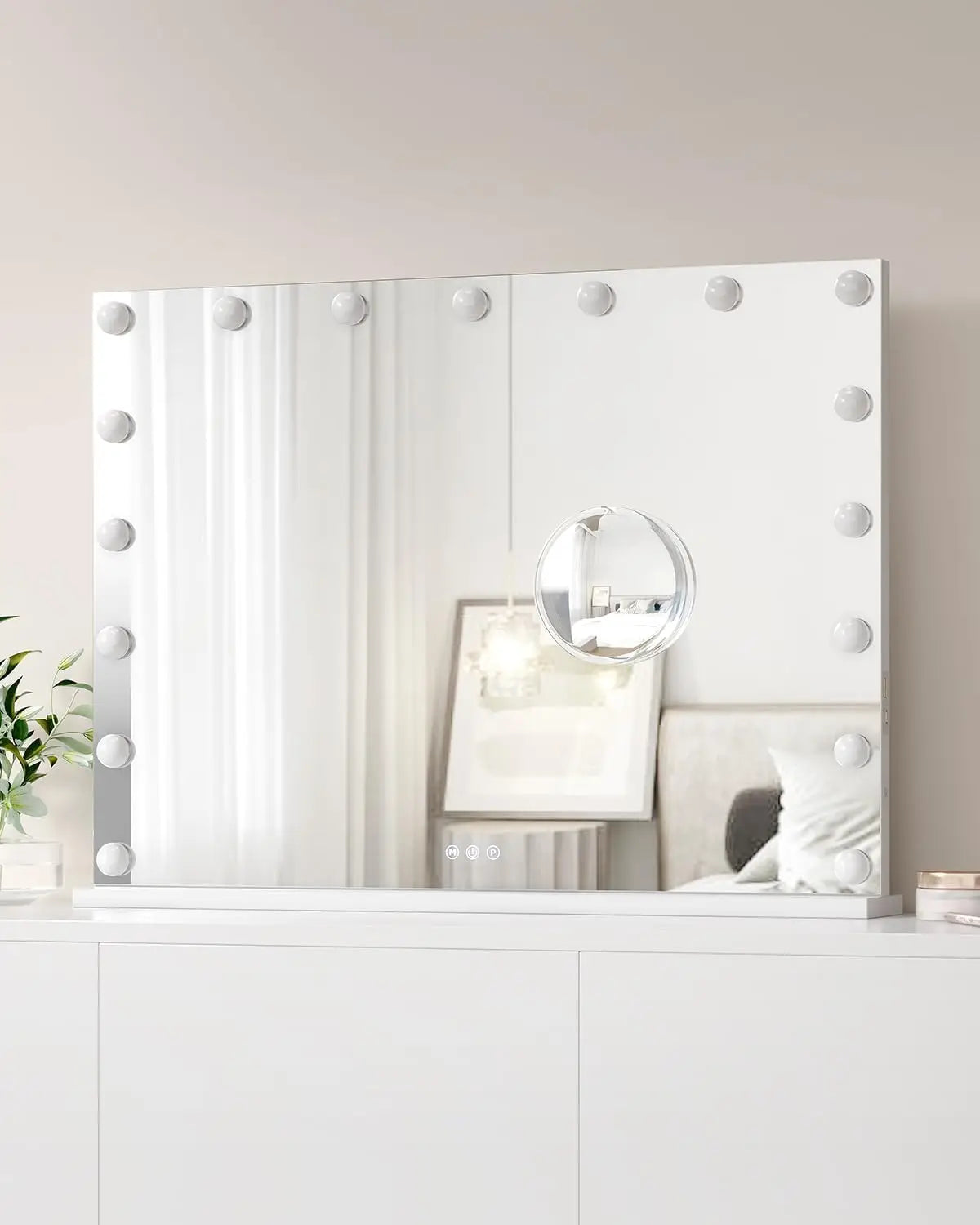 Vanity Mirror with Lights 17 Dimmable LED Bulbs Lighted 3 Color Modes Touch Control Makeup Mirror 3X Magnification for Bedroom