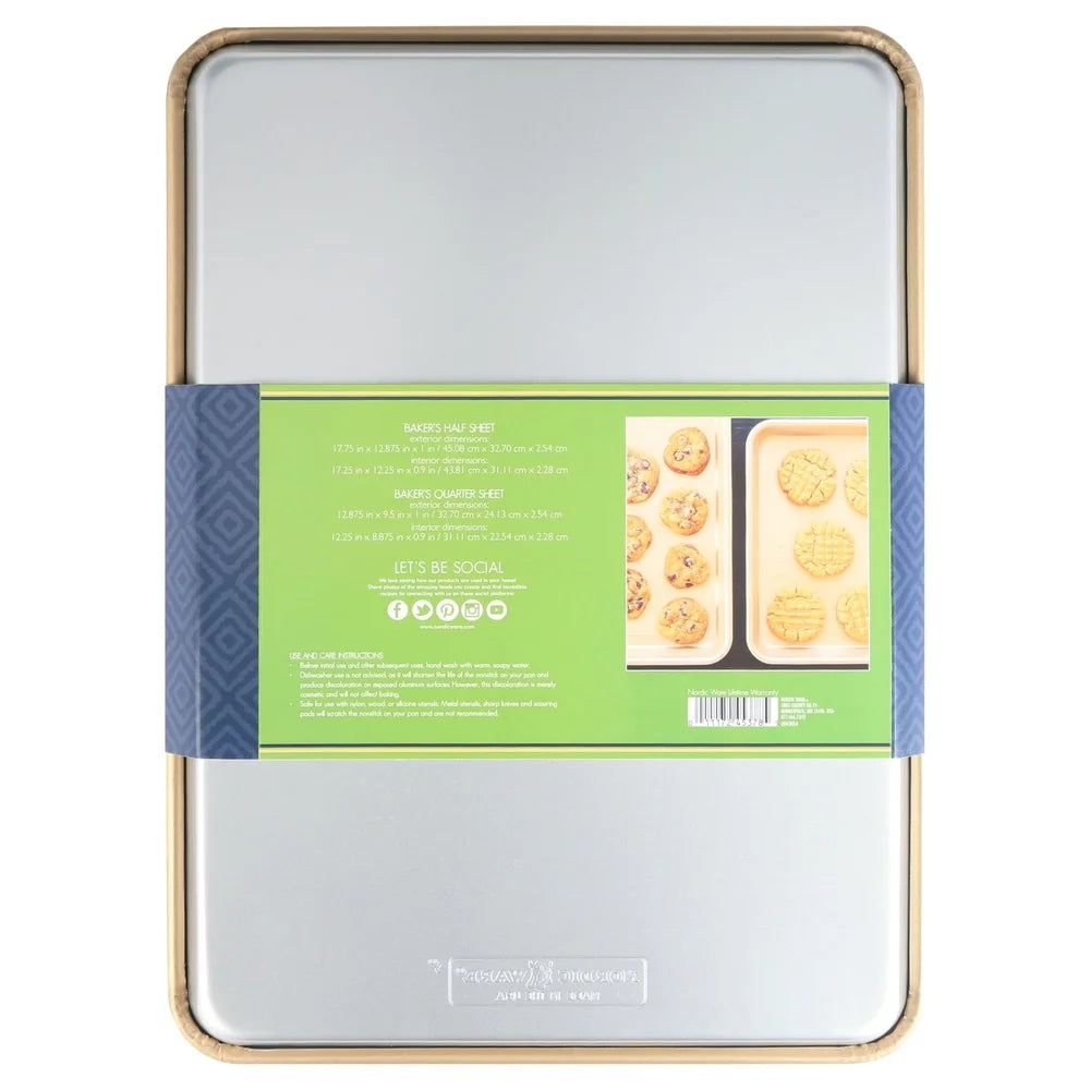 Nonstick Baking Sheets Set of 2 Metal Cookie and Baking Pans Rectangular Kitchen Cookware Baking Roasting Easy Cleanup
