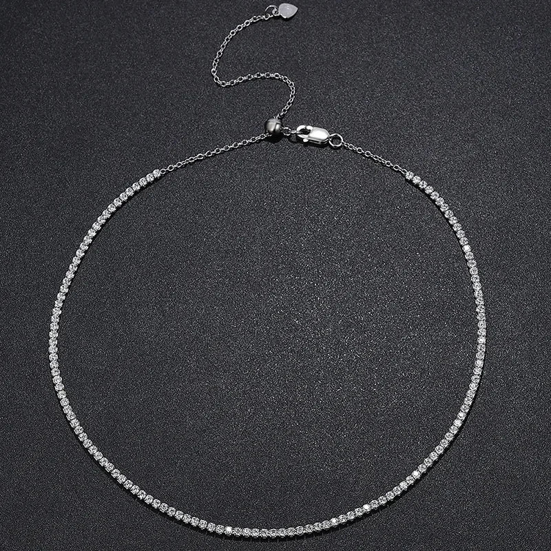 ROBUKFC Moissanite Tennis Necklace Sterling Silver Plated
