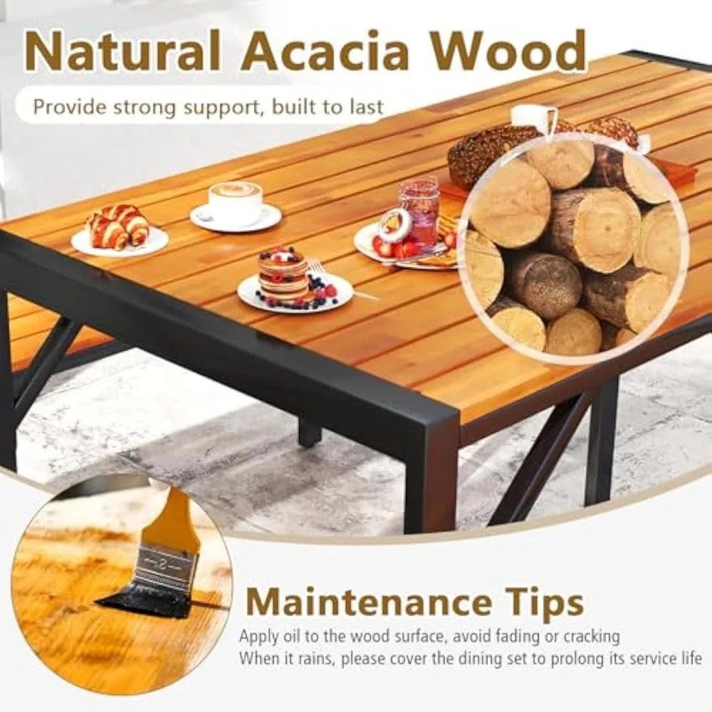 DAFIFY Outdoor Patio Dining Set With Acacia Wood Table