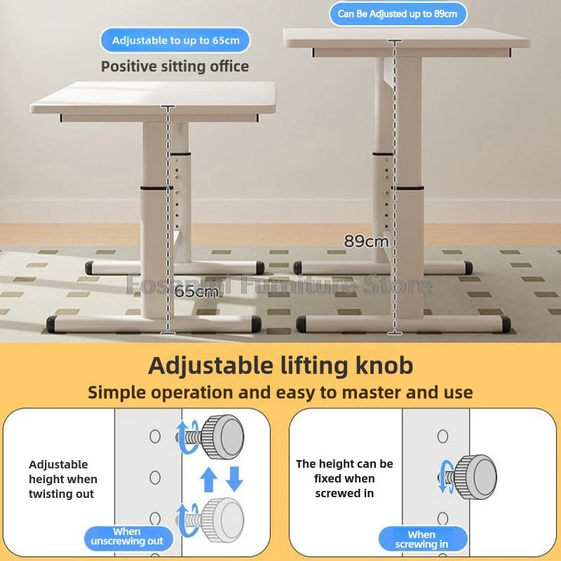 Adjustable Height Office Desk Student Study Table Children Gaming Desk Home Gamer Standing Table Manual Motion Computer Desk