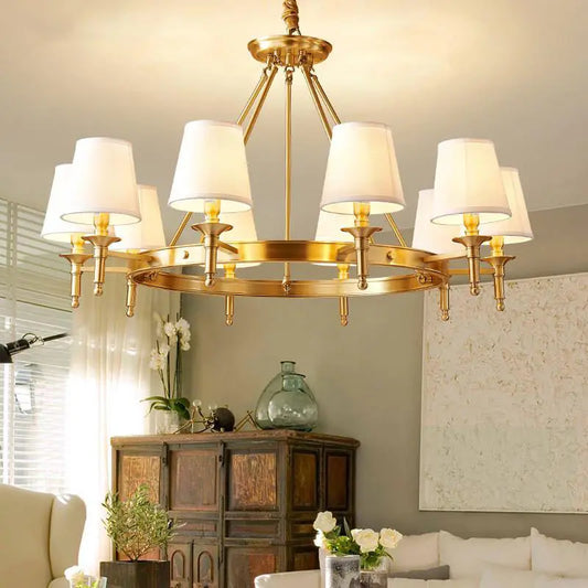 OWEN LYCA Copper LED Chandelier With Fabric Shade E14 Base