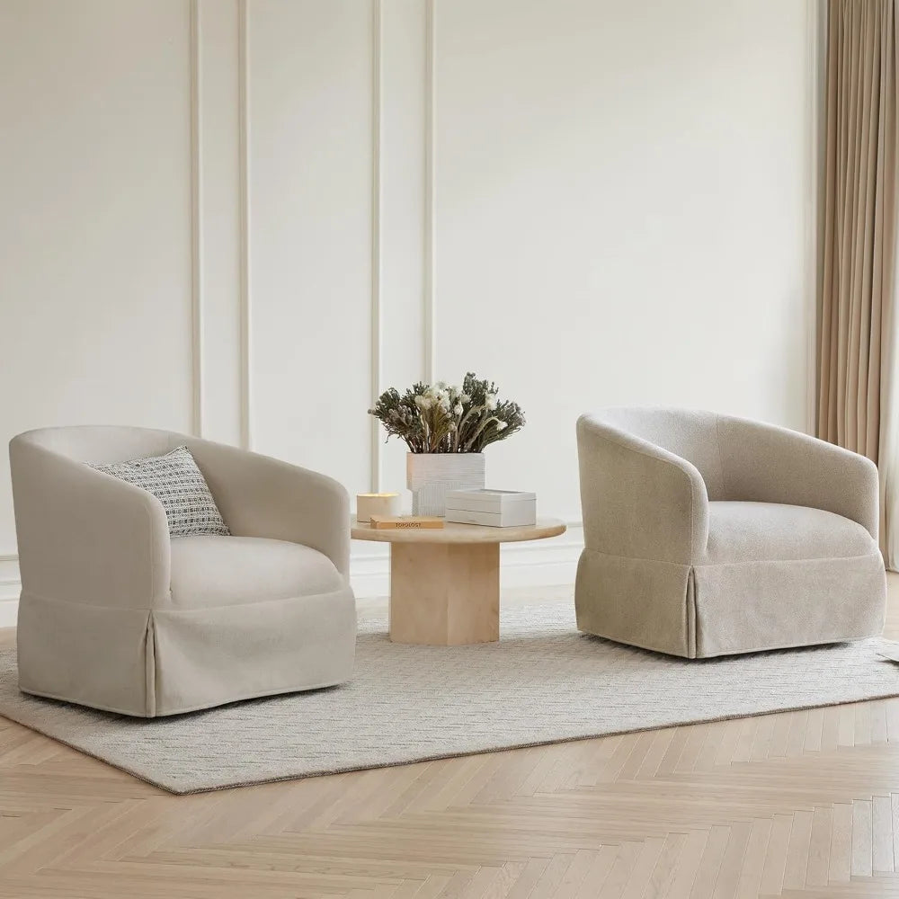 OEING Swivel Chair 360 Degree Upholstered Barrel Armchair