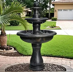 Sunjet Modern Concrete Outdoor Fountain 3 Tier Garden