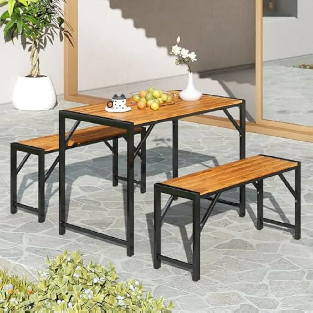 DAFIFY Outdoor Patio Dining Set With Acacia Wood Table
