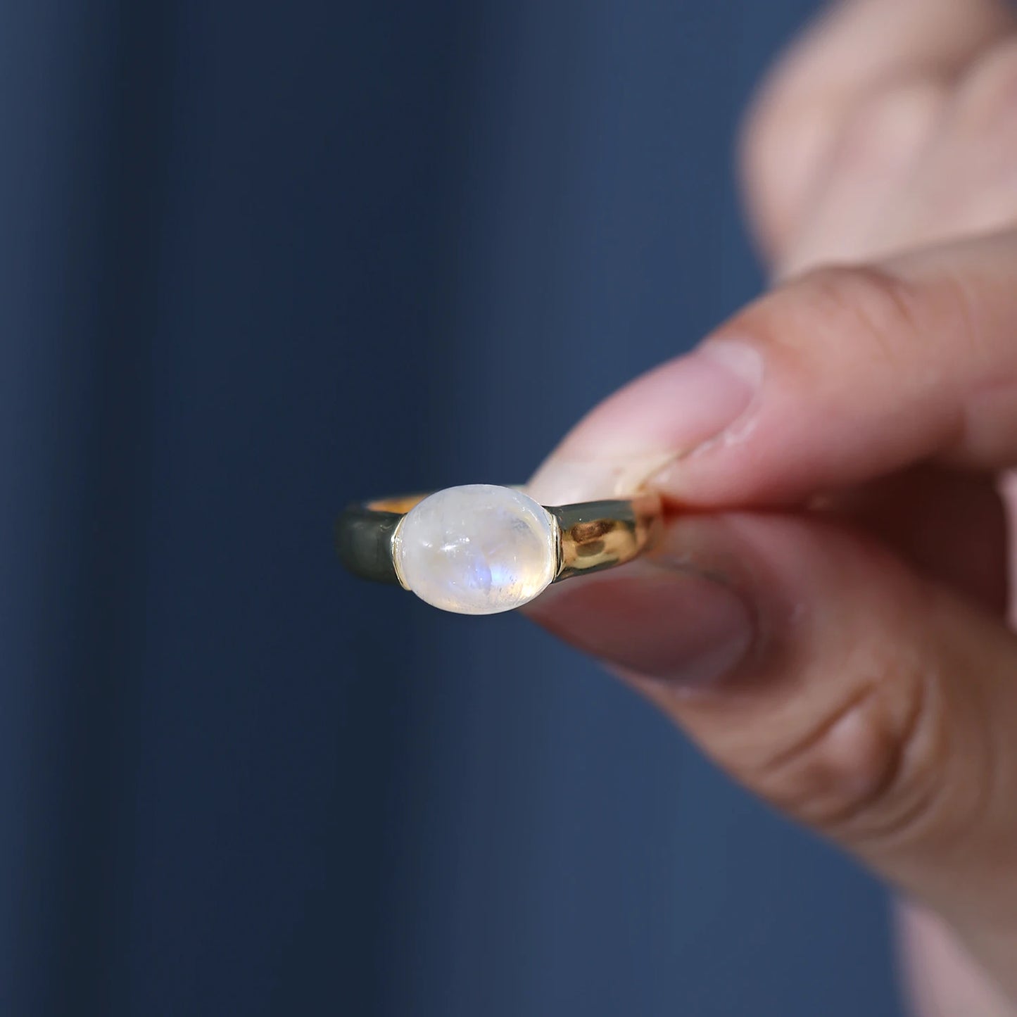 GEM'S BALLET Moonstone Ring 925 Silver Gold Plated Jewelry