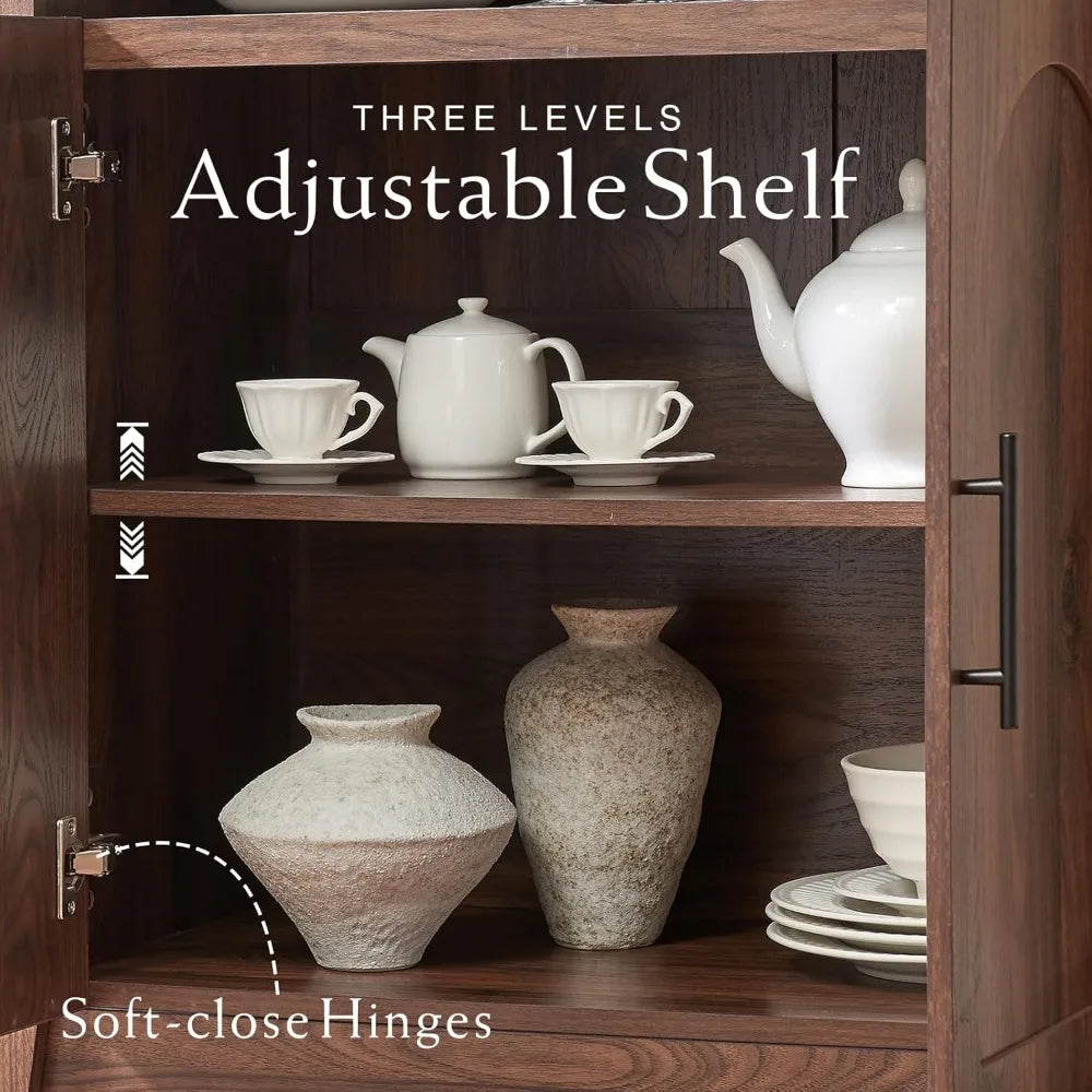 DAFIFY Arched Cabinet Bookshelf Bookcase Open Shelf Storage