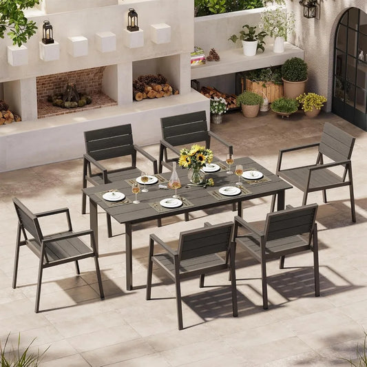 ANGDUO 7 Piece Outdoor Patio Dining Set Aluminum HDPS