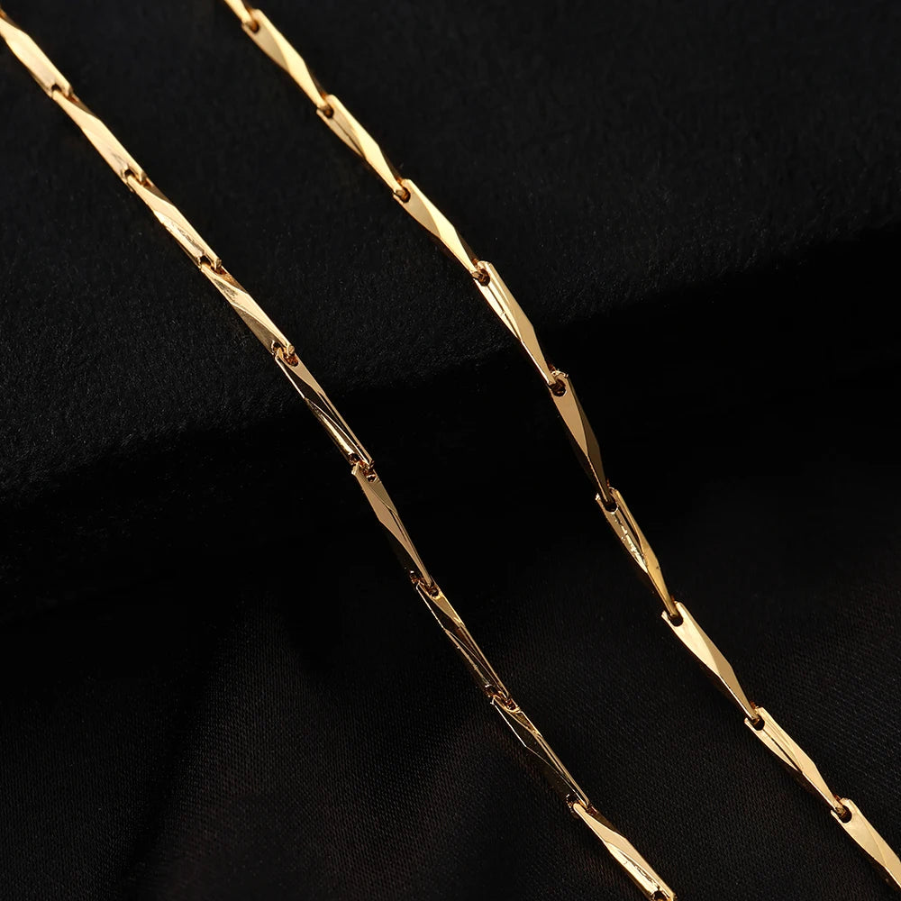 18K Gold Plated Punk 2mm Chain Necklaces 925 Sterling Silver Hiphop/Rock Link Chain Jewelry For Women Girl Gifts Ships from USA