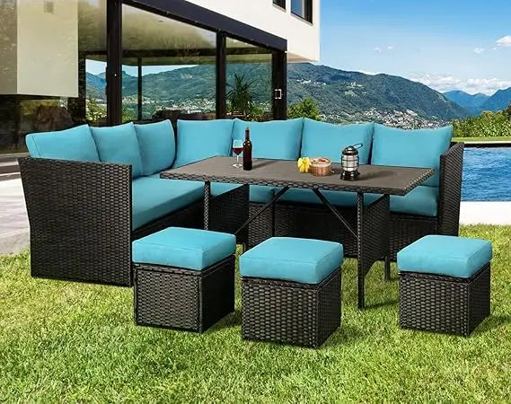 Tangxu 7 Piece Outdoor Dining Table And Chairs Set Rattan