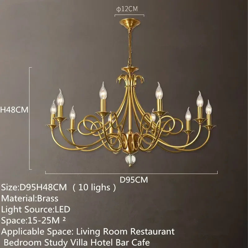 OUFULA Dorian Village Brass Chandelier LED Pendant Lamp