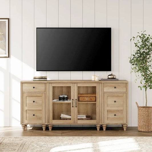 RBXC Wood TV Cabinet Entertainment Unit With Charging