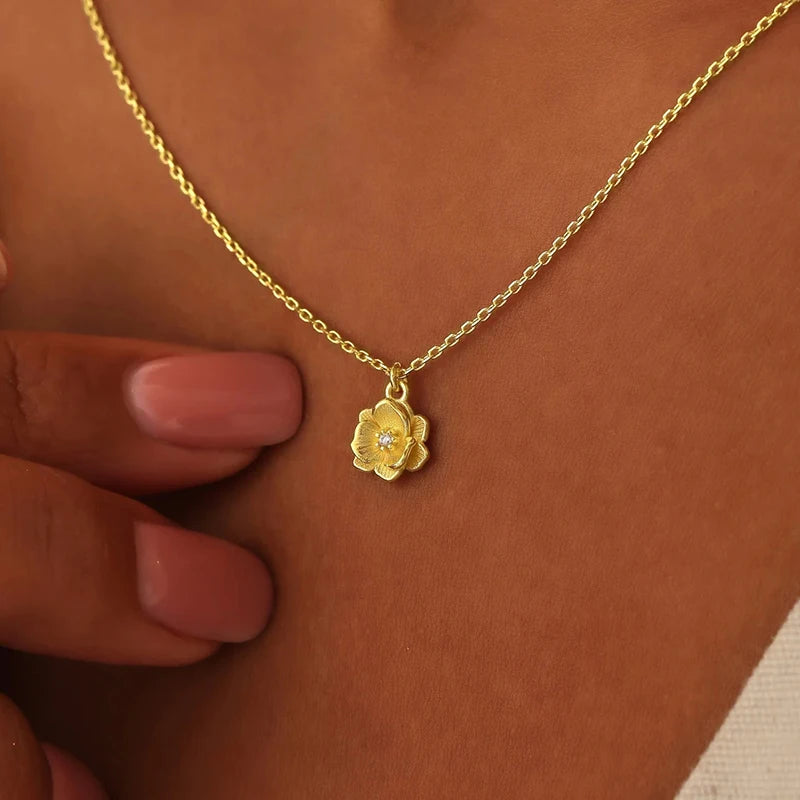 Huitan Opulent Flower Pendant Necklace For Women CZ