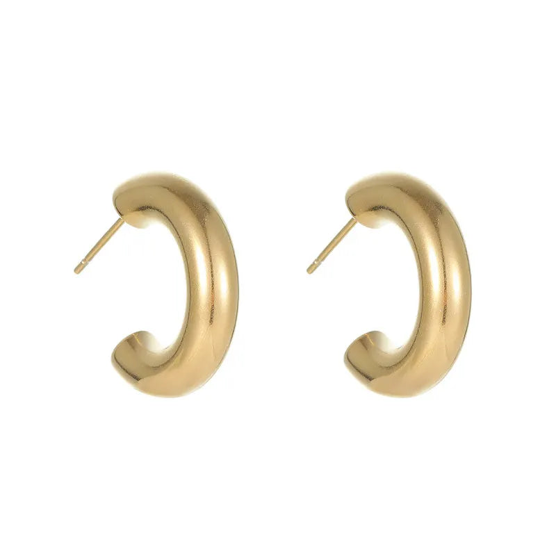 DOREMI 14K Gold Plated Lightweight Chunky Open Hoops | Gold Hoop Earrings for Women