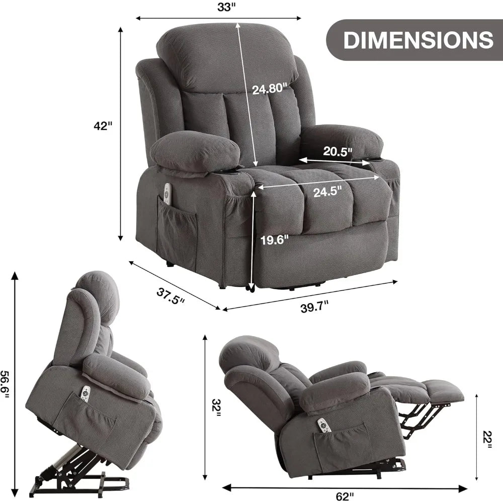 Tangxu Power Lift Recliner Chair With Heat And Massage