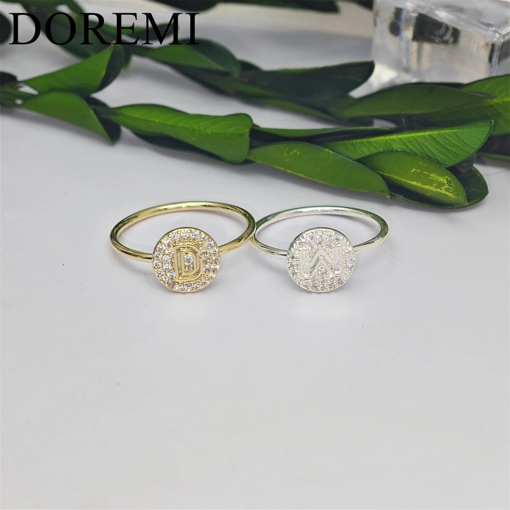 Doremi Initial Letter Ring Women Micro Pave Zircon Custom