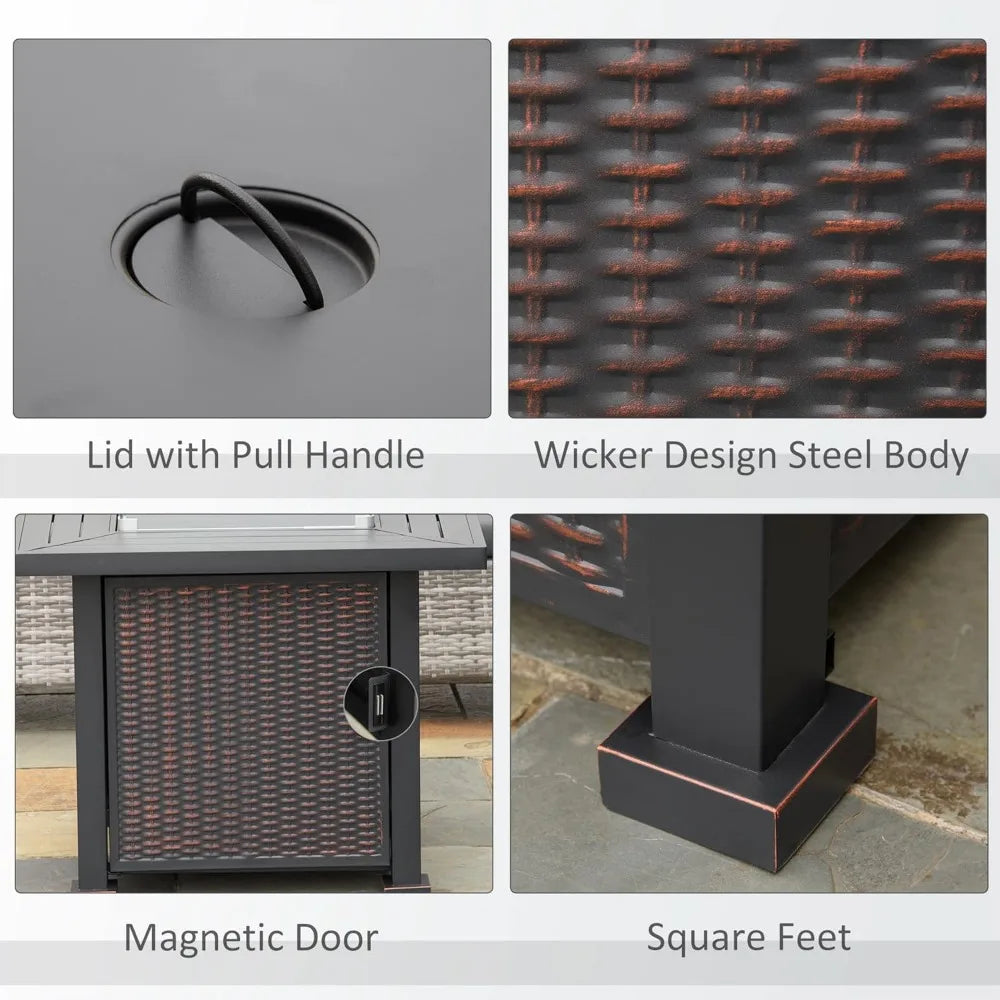 Outdoor Propane Gas Fire Pit Table 50000 BTU Auto Ignition