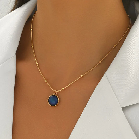 AUKYGGUSCN Mood Responsive Necklace Stainless Steel Resin
