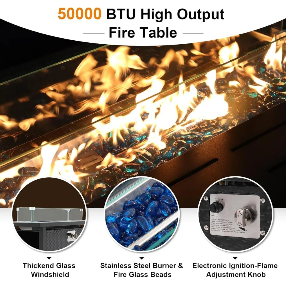 ANGDUO Outdoor Patio Furniture Set With Fire Pit Table