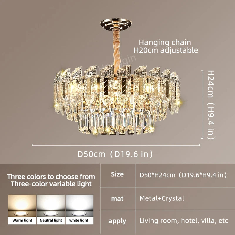 Yingxuan Crystal Pendant Light Chandelier for Living Room