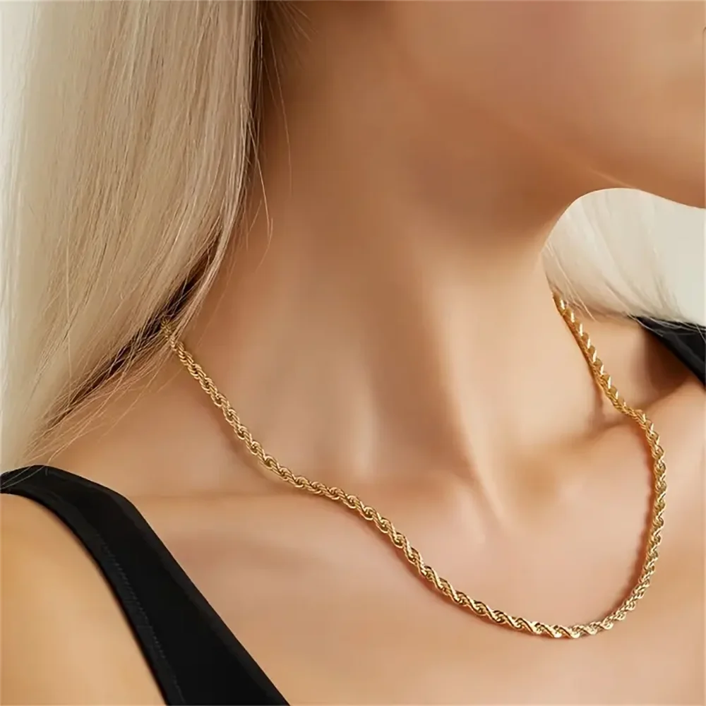 Twisted Rope Singapore Chain Necklace For Men And Women