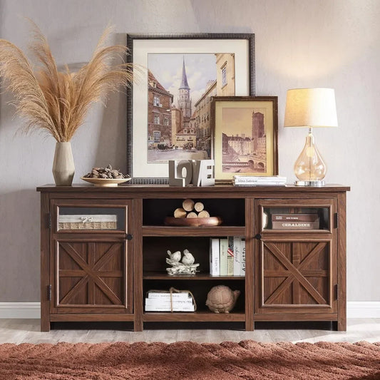 ZUIYU Farmhouse TV Stand Rustic Entertainment Center