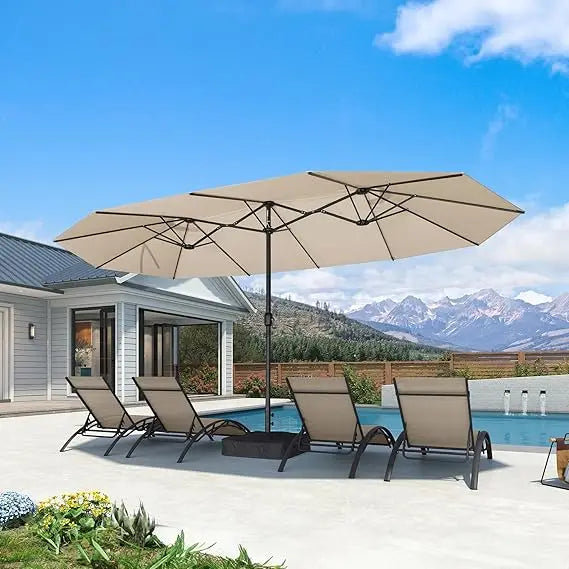 XUYUAN Patio Market Umbrella With Base And Crank System
