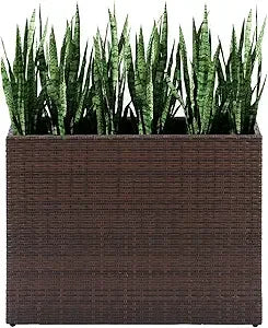 Lewis and Wayne Tall Planters for Outdoor Plants Handmade Wicker Large Rectangular Block Planter Box with Removable Liners Modern Design