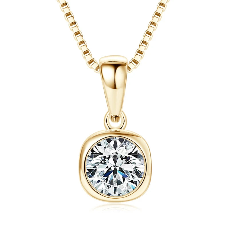 OXTao 1CT Moissanite Pendant Necklace Glittering Lab Diamond for Women Real 925 Silver Birthday Party Jewelry Gift