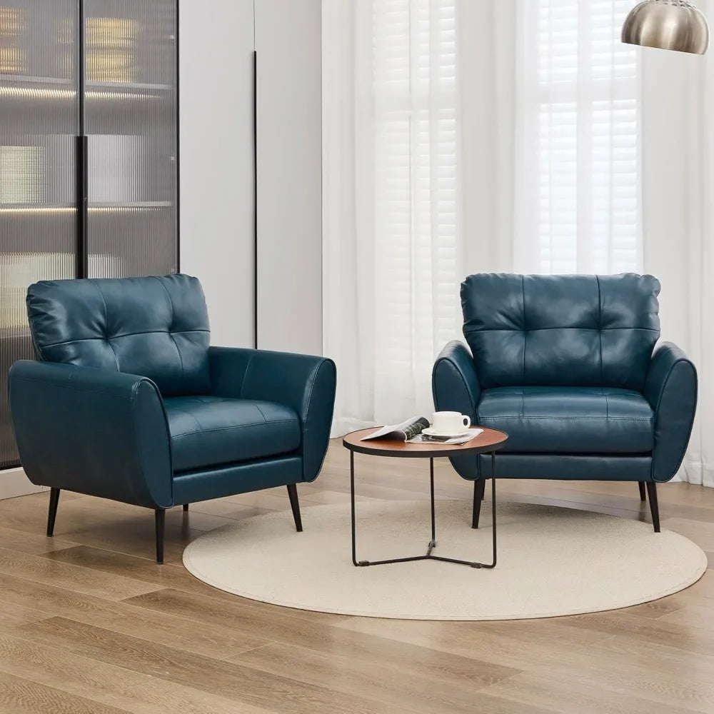Zhiyong Accent Chairs Set of 2 Faux Leather Tufted Modern