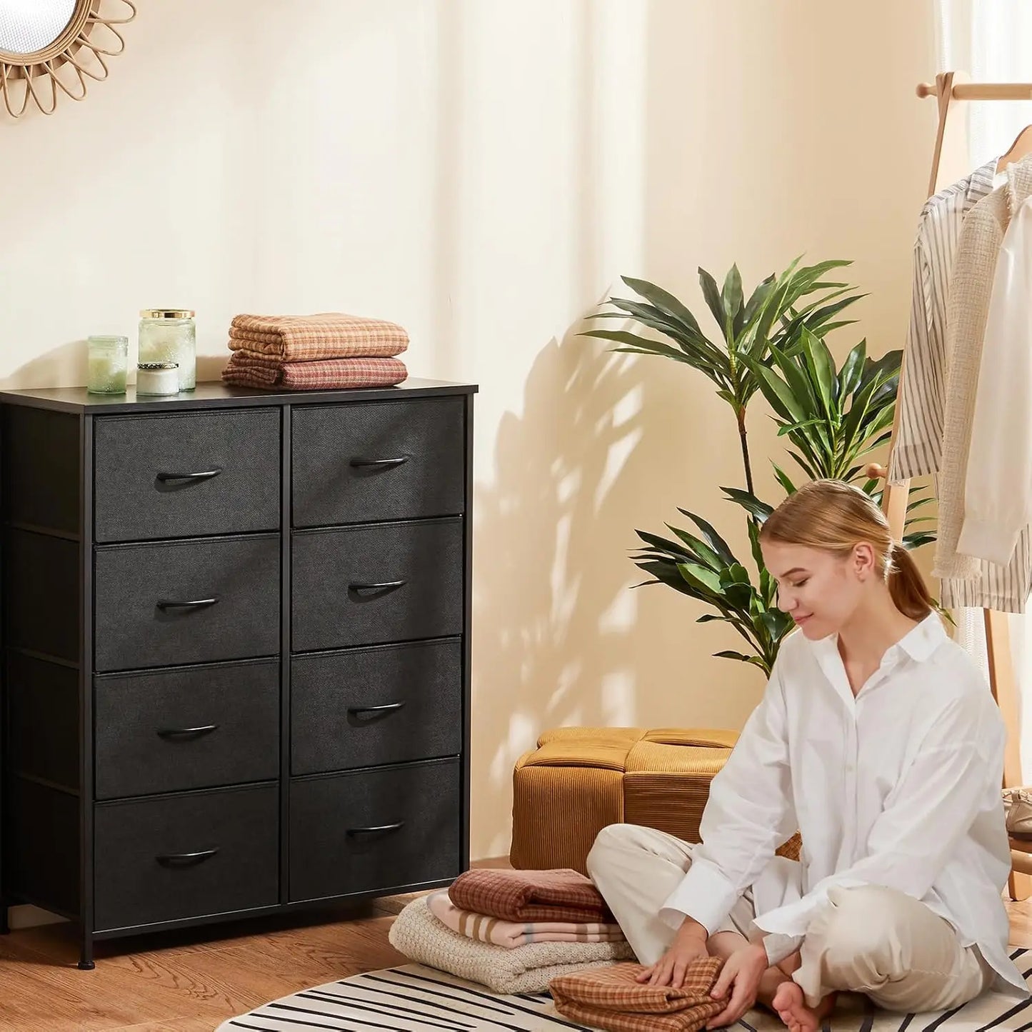 Dresser for Bedroom Drawer Organizer Storage Drawers, Fabric Storage Tower with 8 Drawers, Chest of Drawers