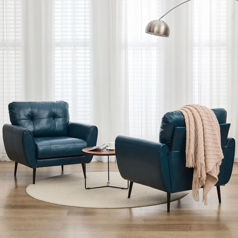 Zhiyong Accent Chairs Set of 2 Faux Leather Tufted Modern